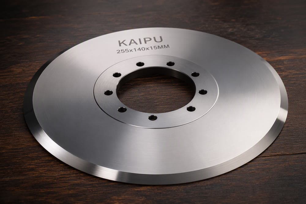Lâmina rotativa de corte longitudinal KAIPU, aço D2 com lapidação espelhada, marcação a laser 255x140x15mm