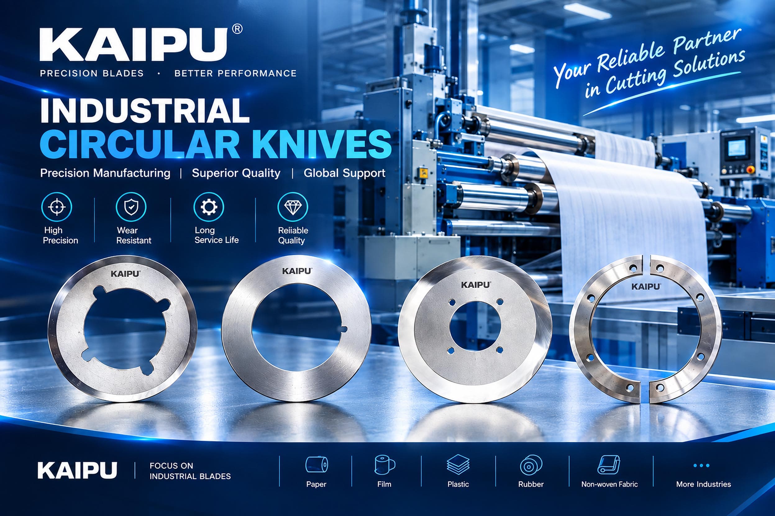 KAIPU industrial circular knives — precision blades, better performance, precision manufacturing, superior quality, global support